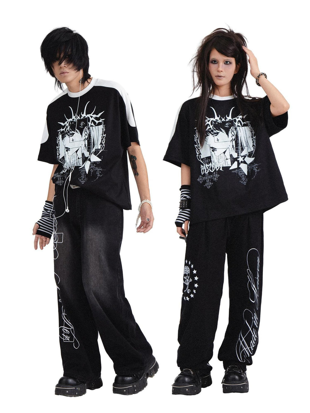 RebelSeed Skull Devil Heat Print Punk Women's Cotton Short Sleeve T-shirts