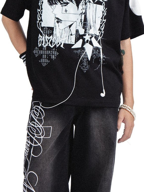 RebelSeed Skull Devil Heat Print Punk Women's Cotton Short Sleeve T-shirts