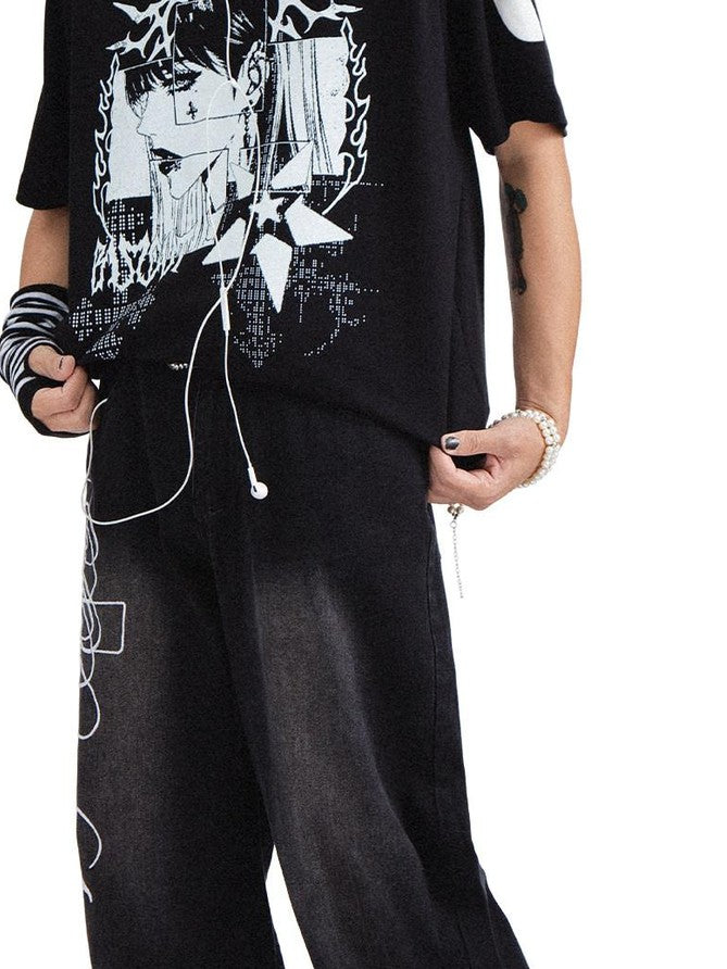 RebelSeed Skull Devil Heat Print Punk Women's Cotton Short Sleeve T-shirts