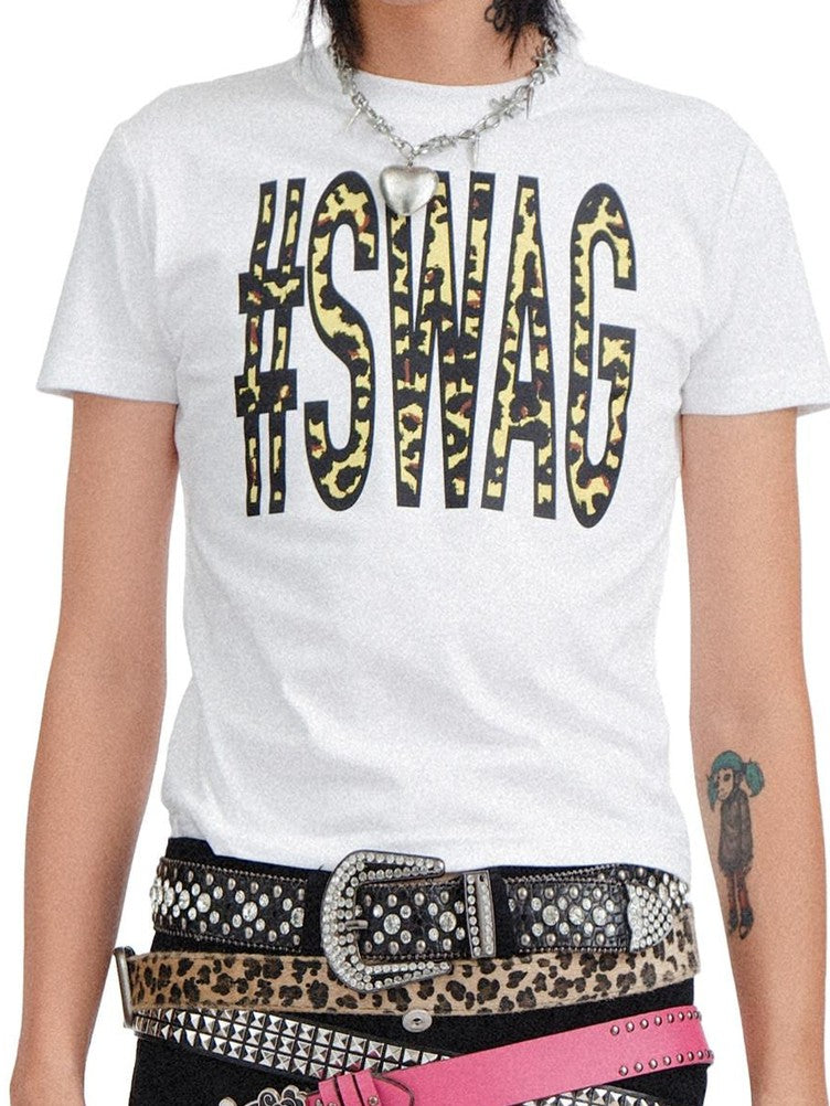 RebelSeed Skull Letter Heat Transfer Print Punk Rock Women's Cotton Short Sleeve T-shirts