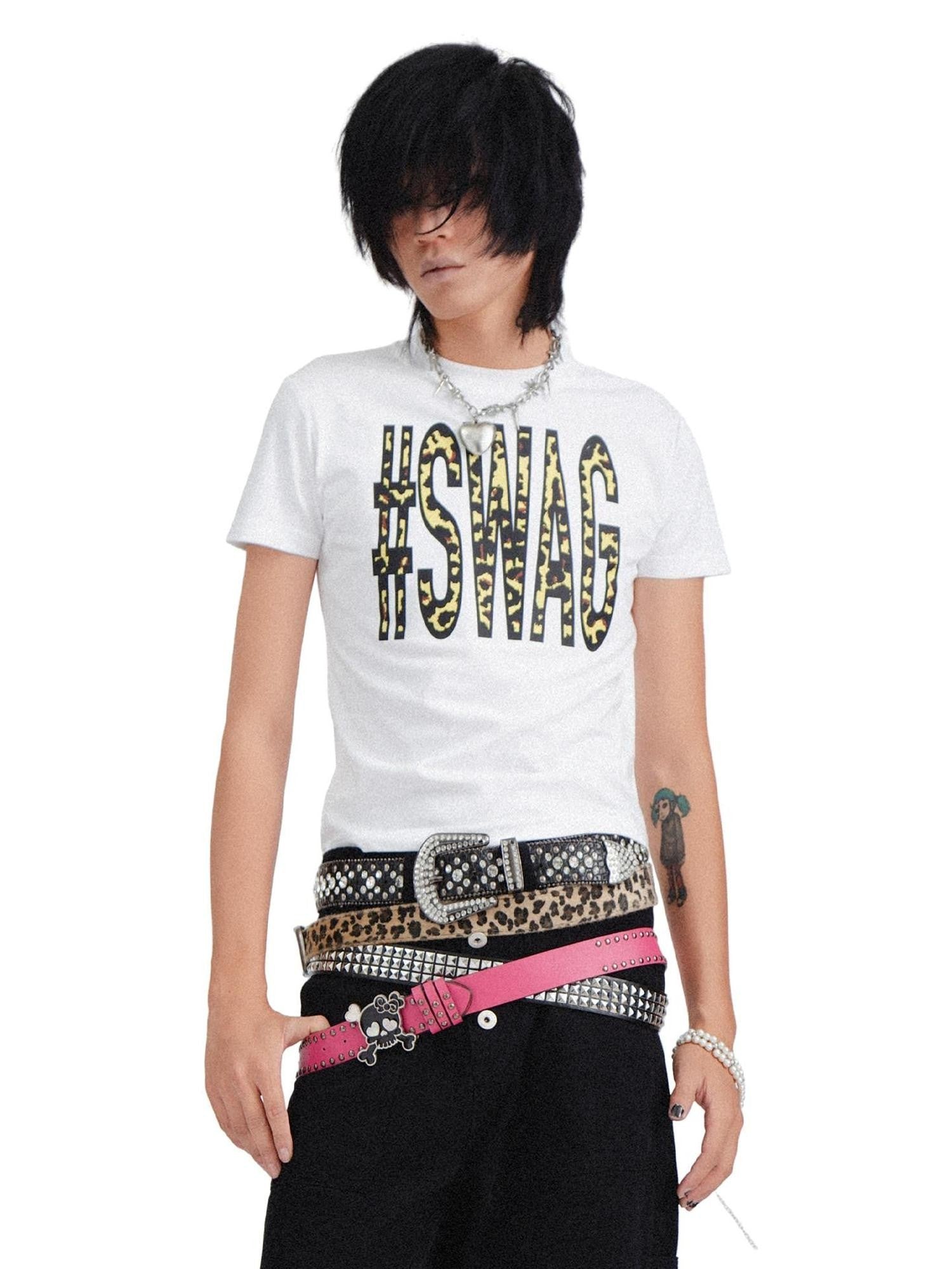 RebelSeed Skull Letter Heat Transfer Print Punk Rock Women's Cotton Short Sleeve T-shirts