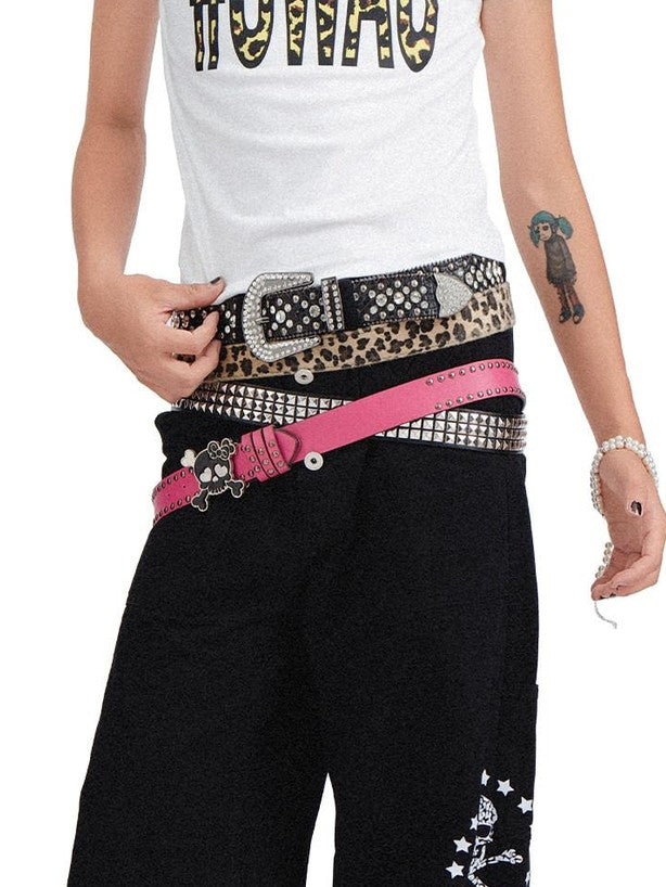 RebelSeed Skull Letter Heat Transfer Print Punk Rock Women's Cotton Short Sleeve T-shirts