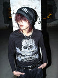 RebelSeed Skull Pattern Retro Rolled Edge Knit Slouch Women's Acrylic Beanies