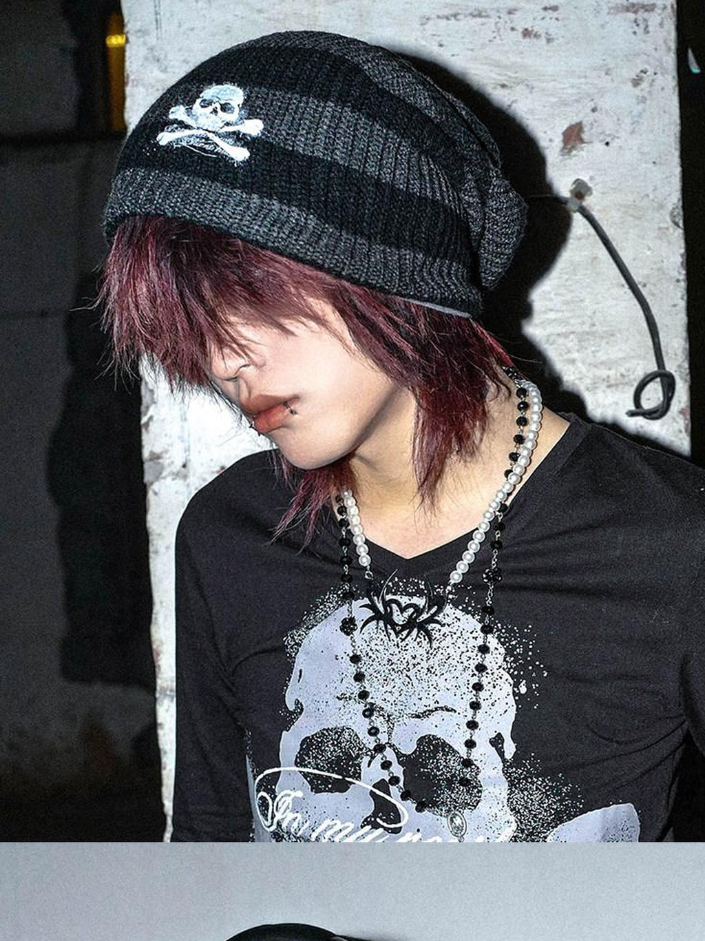 RebelSeed Skull Pattern Retro Rolled Edge Knit Slouch Women's Acrylic Beanies