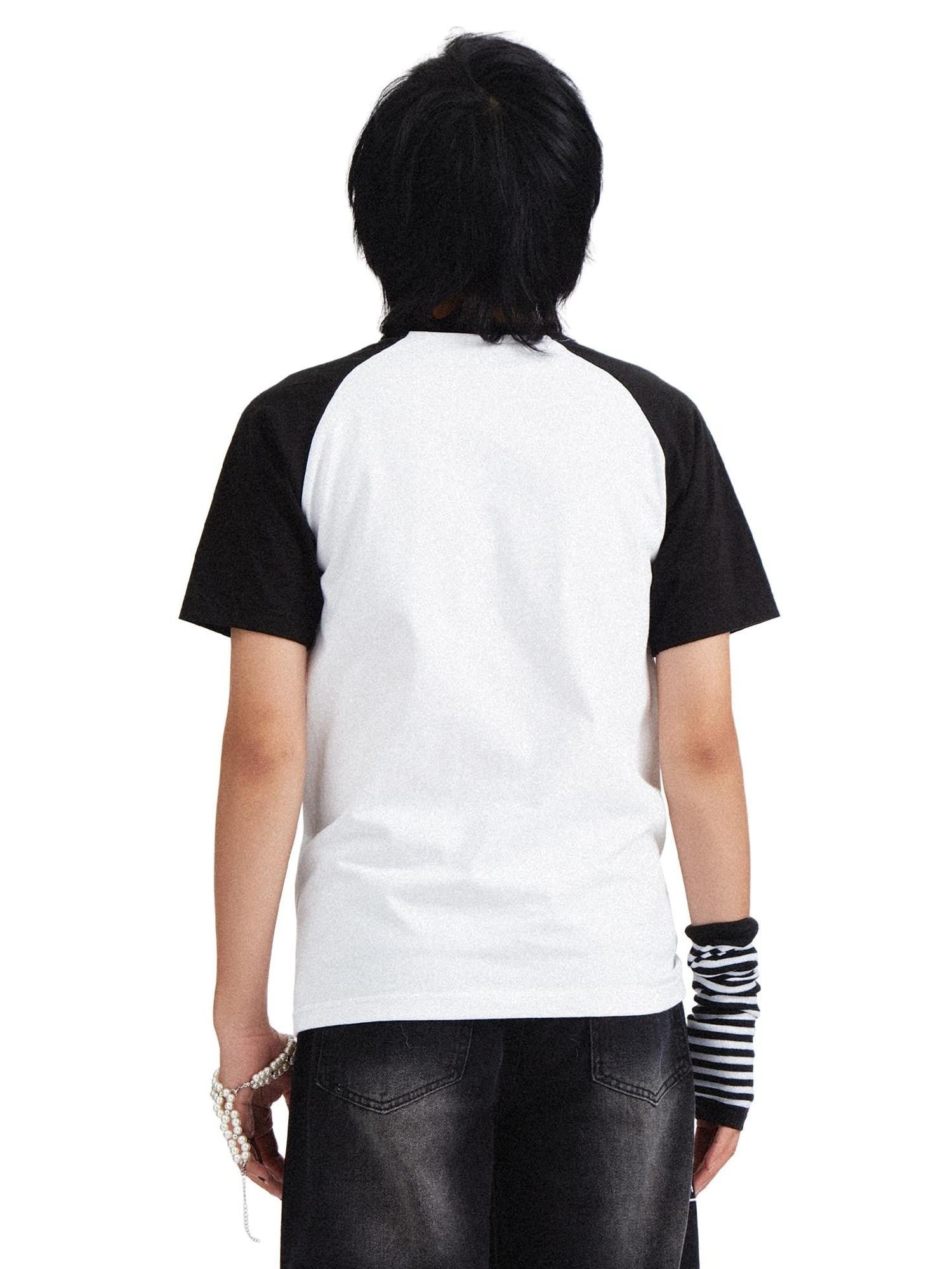 RebelSeed Skull Print Heat Transfer Raglan Loose Women's Cotton Short Sleeve T-shirts