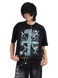 RebelSeed Union Jack Skull Demon Heat Transfer Women's Cotton Short Sleeve T-shirts