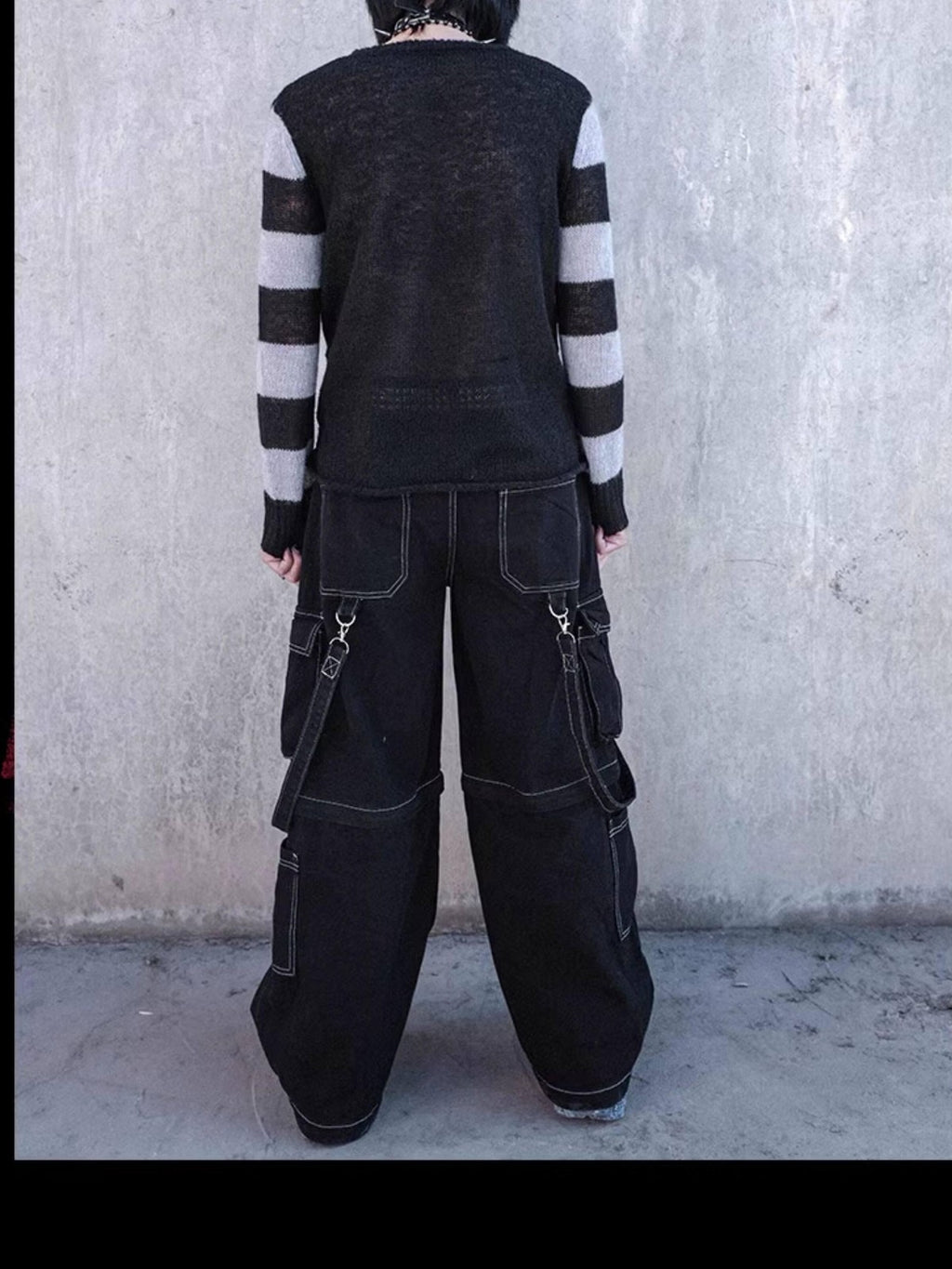 RebelSeed Urban Punk Visible Stitching Washed Women's Denim Wide-leg Jeans