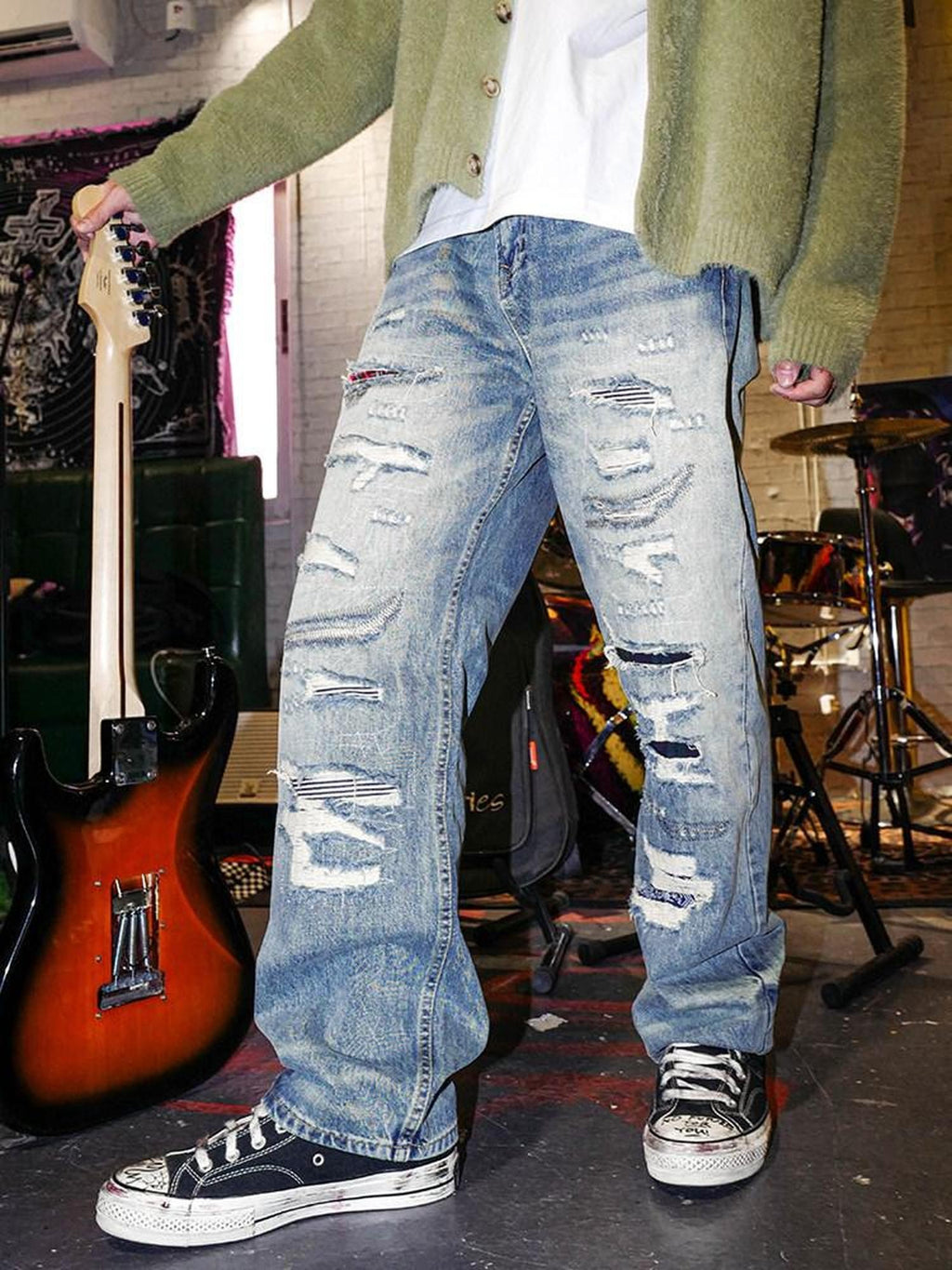 RebelSeed Vintage Distressed Washed Relaxed Women's Denim Straight-leg Jeans