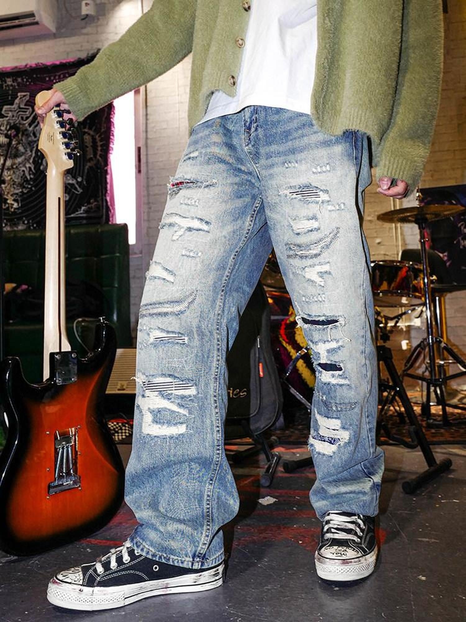 RebelSeed Vintage Distressed Washed Relaxed Women's Denim Straight-leg Jeans