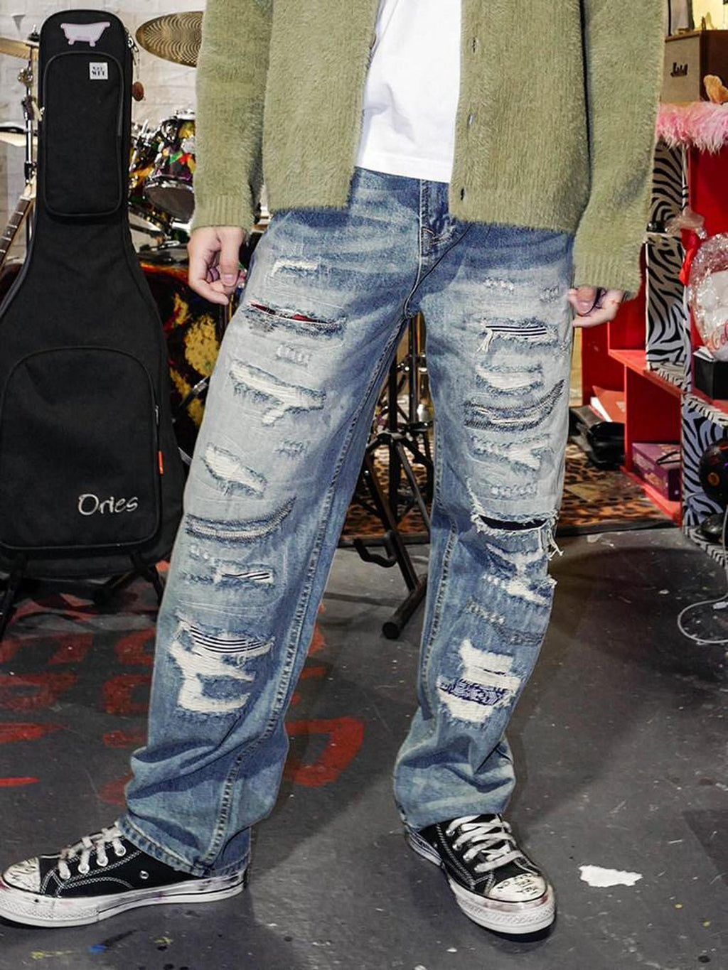 RebelSeed Vintage Distressed Washed Relaxed Women's Denim Straight-leg Jeans