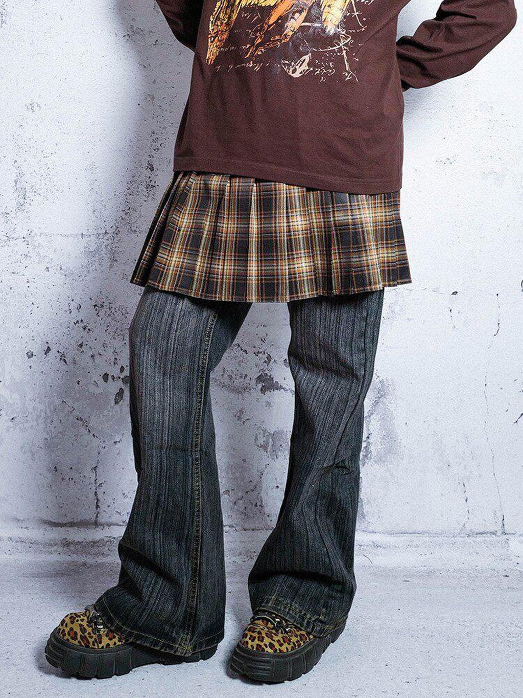 RebelSeed Vintage Plaid Punk High Waist A Line Mini Women's Polyester Pleated Skirts
