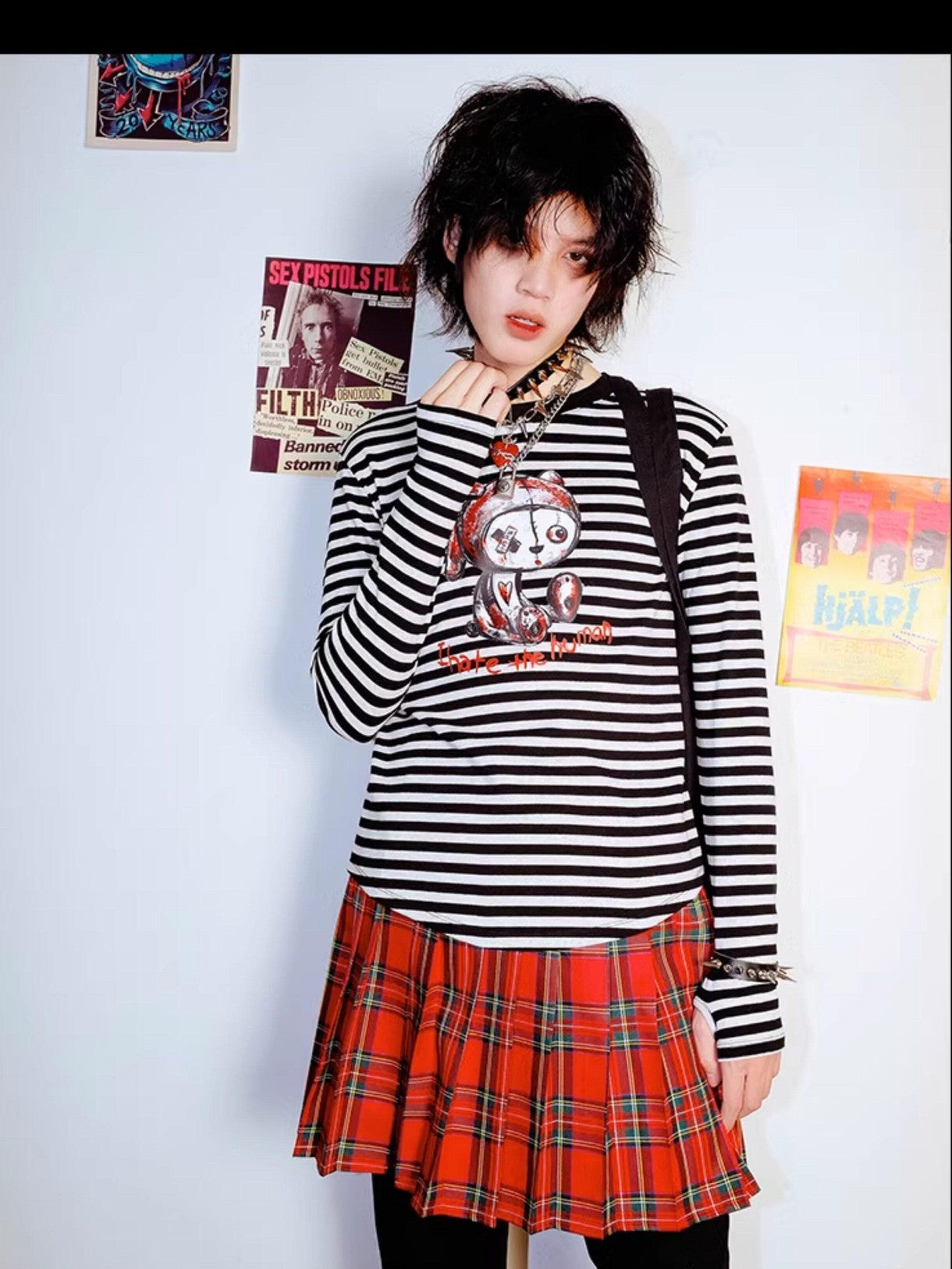 RebelSeed Vintage Plaid Punk High Waist A Line Mini Women's Polyester Pleated Skirts