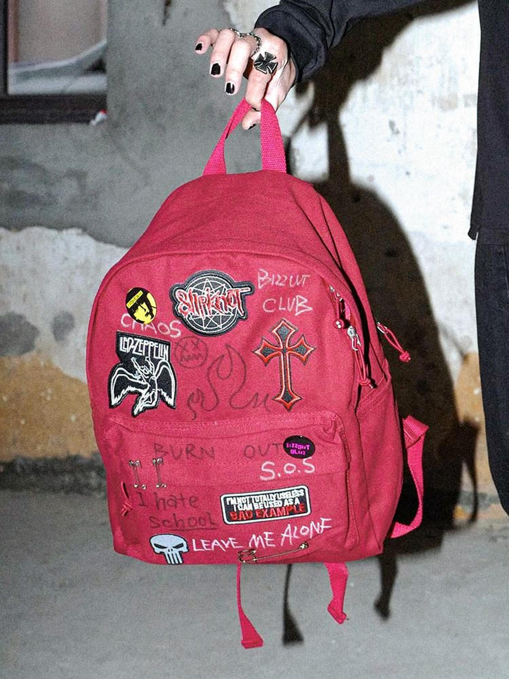 RebelSeed Vintage Red Rebel Campus Punk Large Capacity Women's Canvas Backpacks