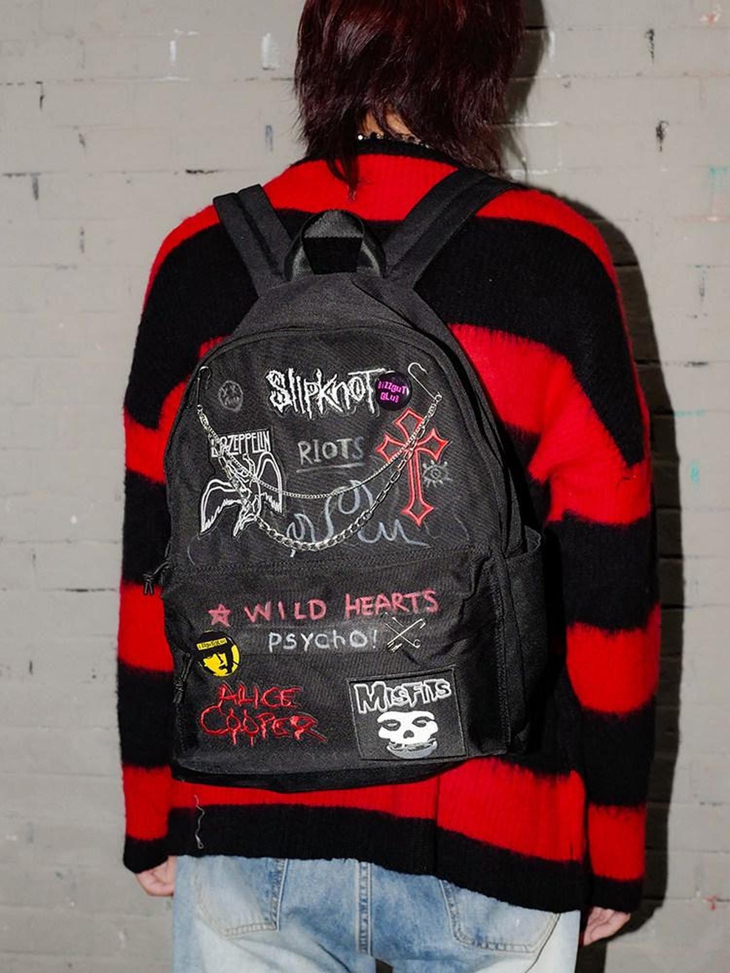 RebelSeed Vintage Red Rebel Campus Punk Large Capacity Women's Canvas Backpacks