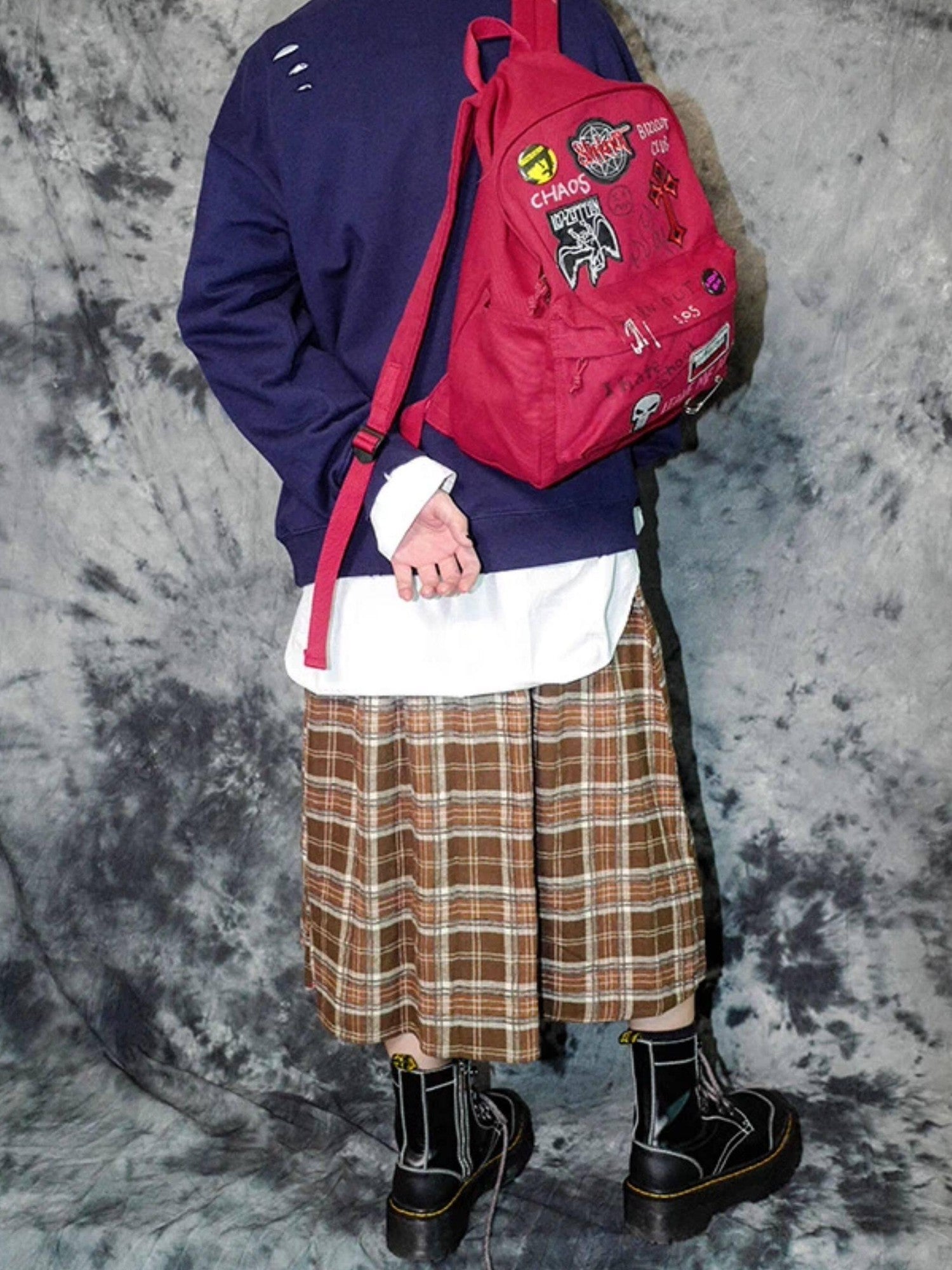 RebelSeed Vintage Red Rebel Campus Punk Large Capacity Women's Canvas Backpacks