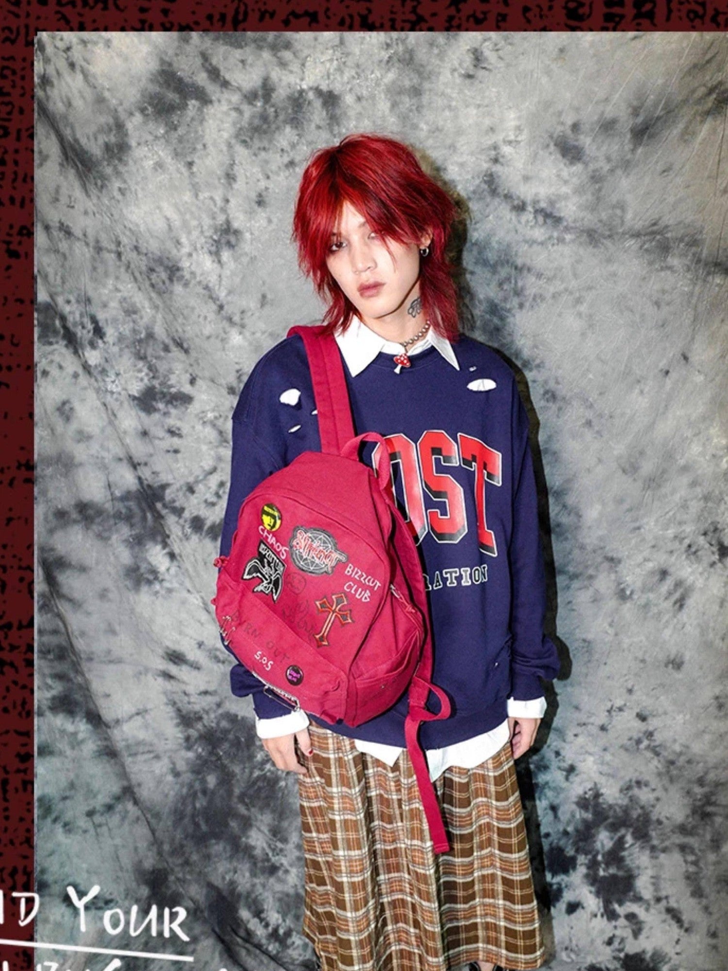 RebelSeed Vintage Red Rebel Campus Punk Large Capacity Women's Canvas Backpacks