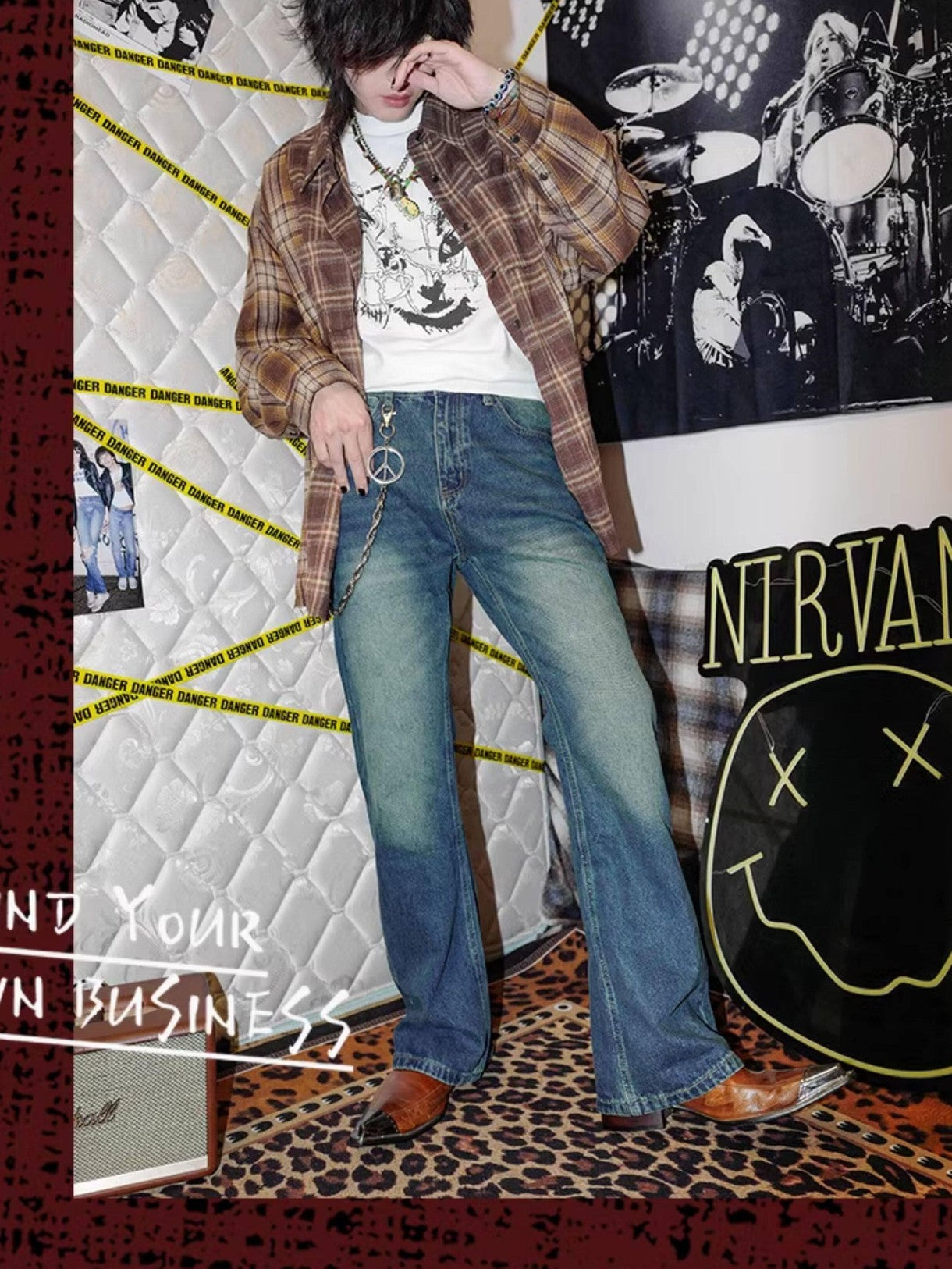 RebelSeed Vintage Washed Distressed Punk Flare Women's Denim Bootcut Jeans