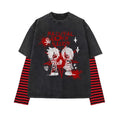 RebelSeed_Washed_Black_Print_Patchwork_Heat_Transfer_Women's_Cotton_Short_Sleeve_T-shirts_744070602628_MISSTT