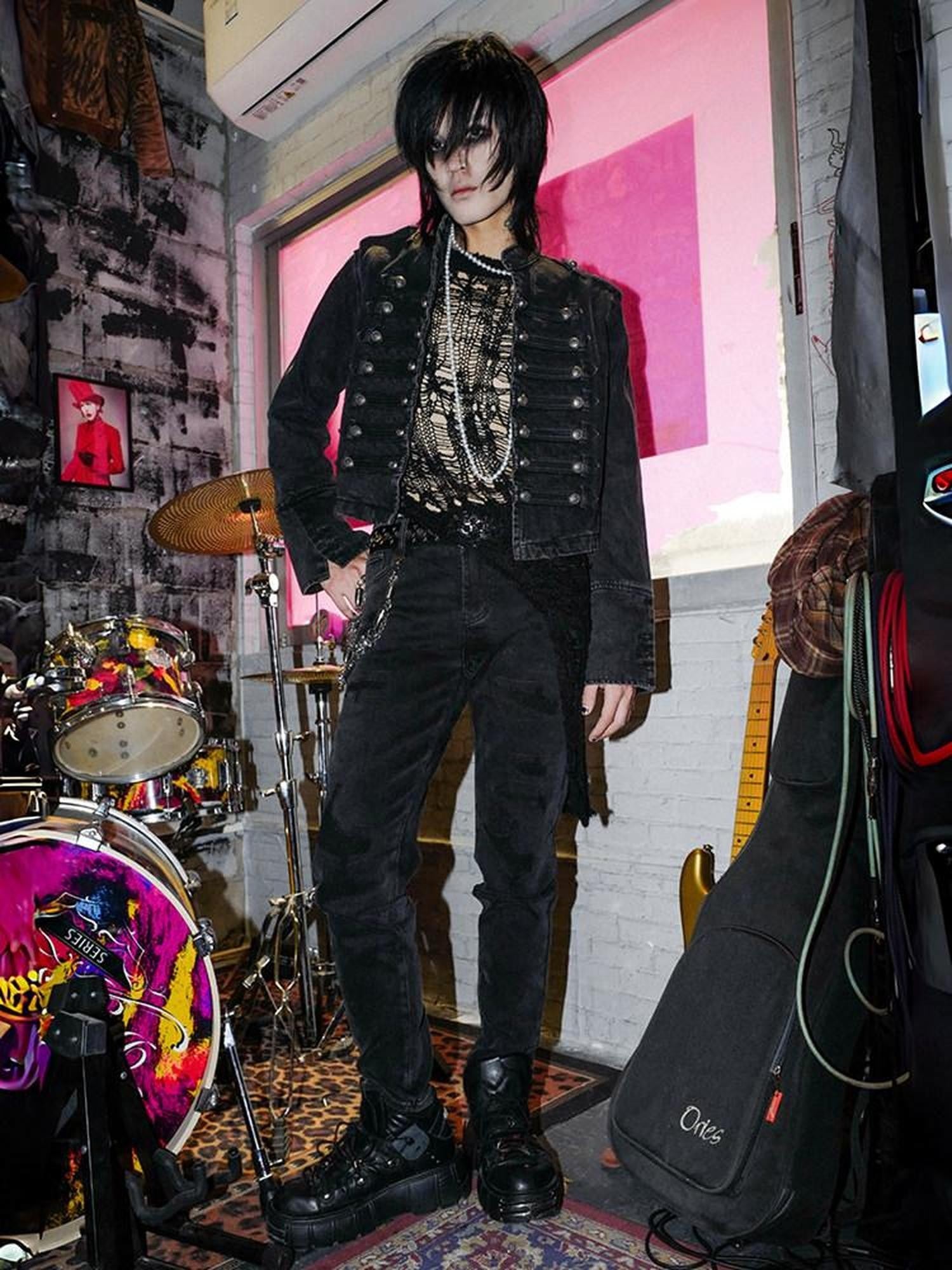RebelSeed Washed Black Skull Spider Double Breasted Women's Cotton Denim Jackets