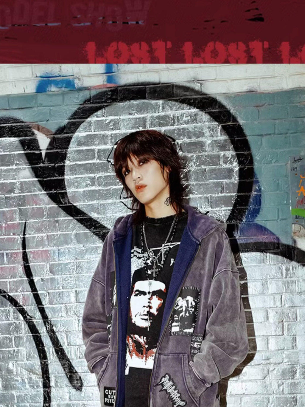 RebelSeed Washed Black Tie Dye Print Vintage Rock Women's Cotton Long Sleeve T-shirts