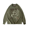 RebelSeed_Washed_Green_Note_Print_Punk_Raglan_Women's_Cotton_Long_Sleeve_T-shirts_734048352543_MISSTT