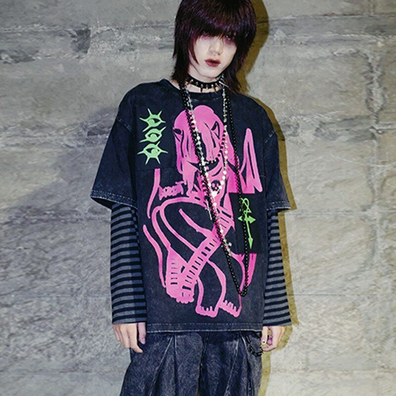RebelSeed_Y2k_Punk_Illustration_Distressed_Print_Women's_Cotton_Short_Sleeve_T-shirts_897650966016_MISSTT