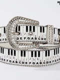 RebelSeed Y2k Punk Rhinestone Rivet Studded Women's Pu Smooth Metal Pin Buckle Belts