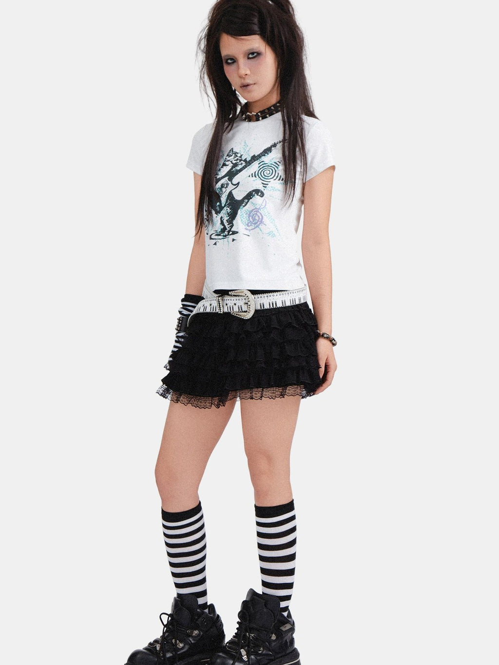 RebelSeed Y2k Punk Rhinestone Rivet Studded Women's Pu Smooth Metal Pin Buckle Belts