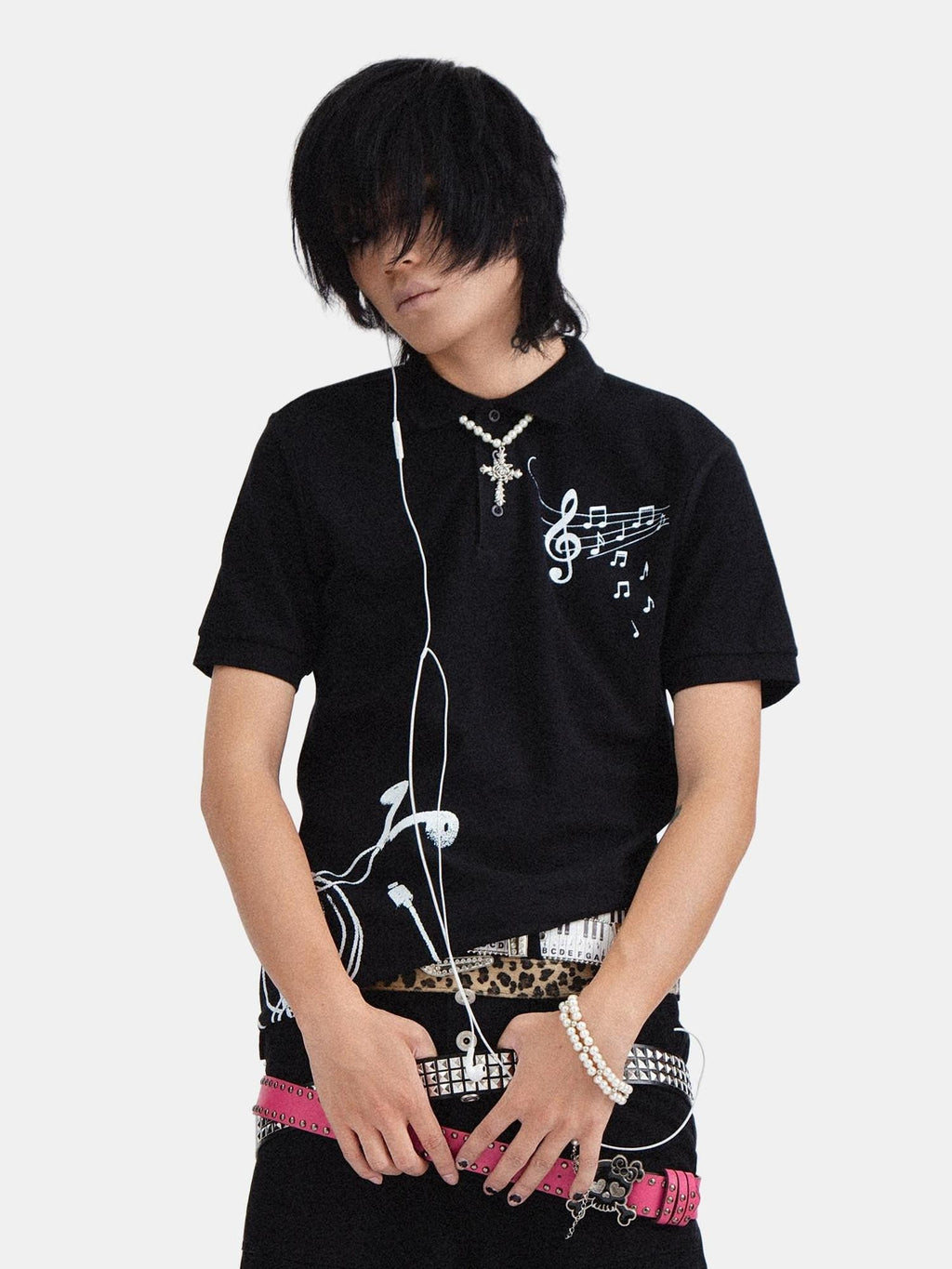 RebelSeed Y2k Punk Skull Demon Heat Transfer Collar Women's Cotton Short Sleeve T-shirts