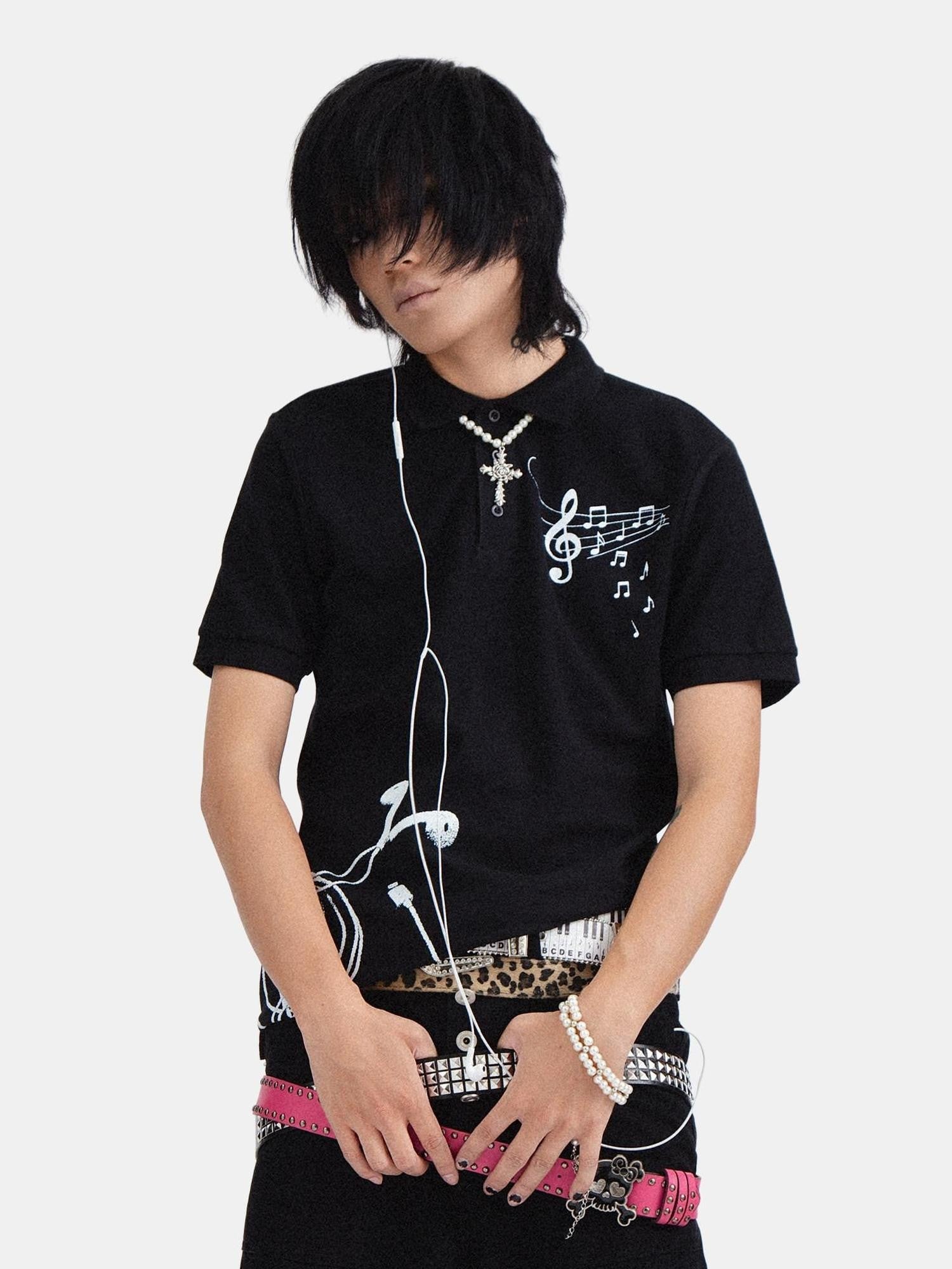RebelSeed Y2k Punk Skull Demon Heat Transfer Collar Women's Cotton Short Sleeve T-shirts