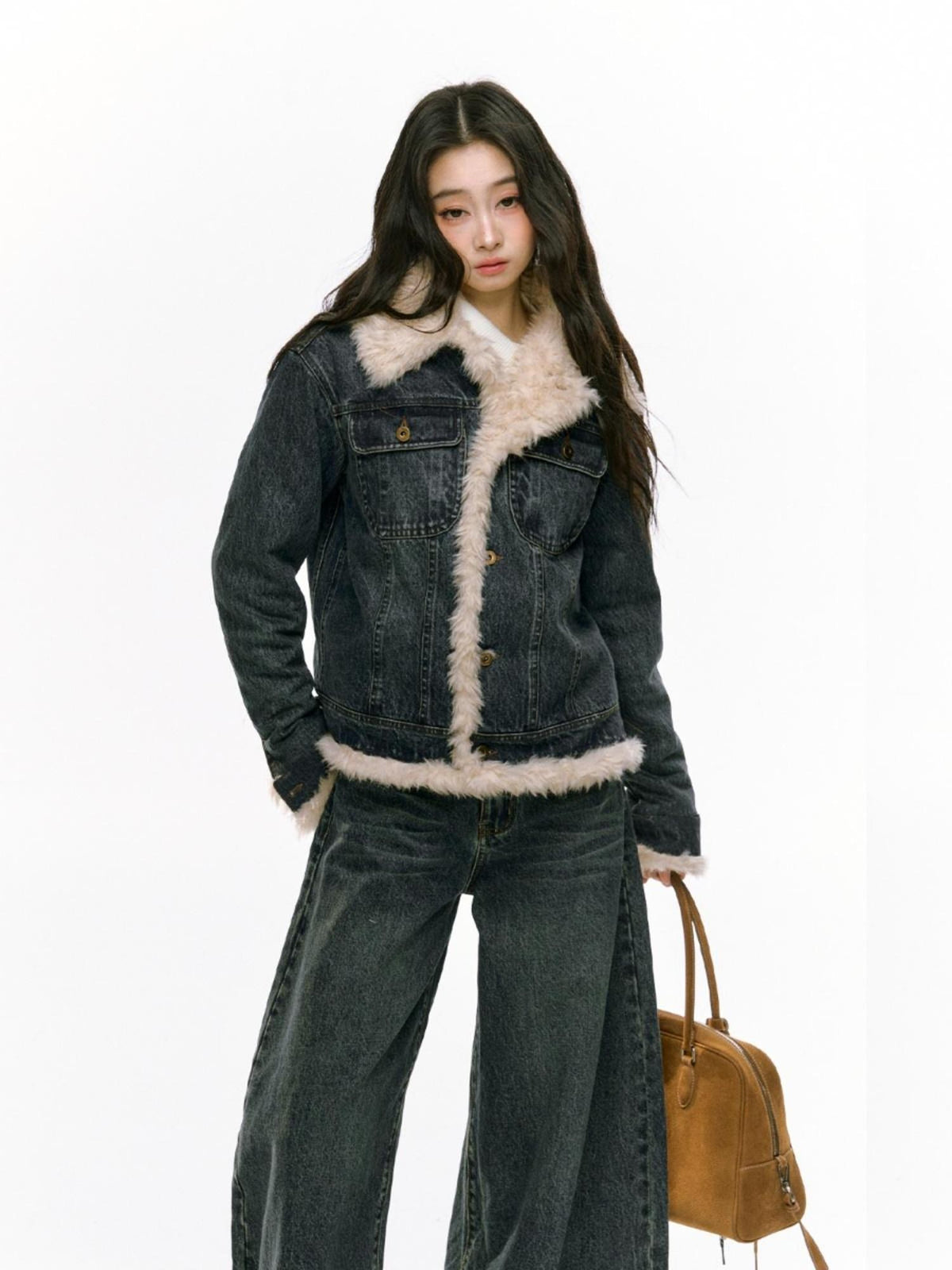 RedBling American Vintage Fur Collar Quilted Short Women's Denim Jackets