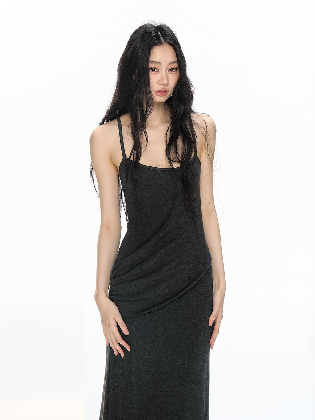 RedBling Asymmetric Spaghetti Strap Slim Fit Hip Hugging Women's Bodycon Maxi Dresses