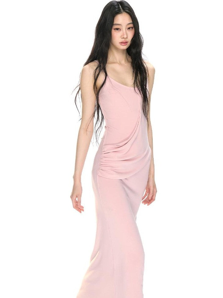 RedBling Asymmetric Spaghetti Strap Slim Fit Hip Hugging Women's Bodycon Maxi Dresses
