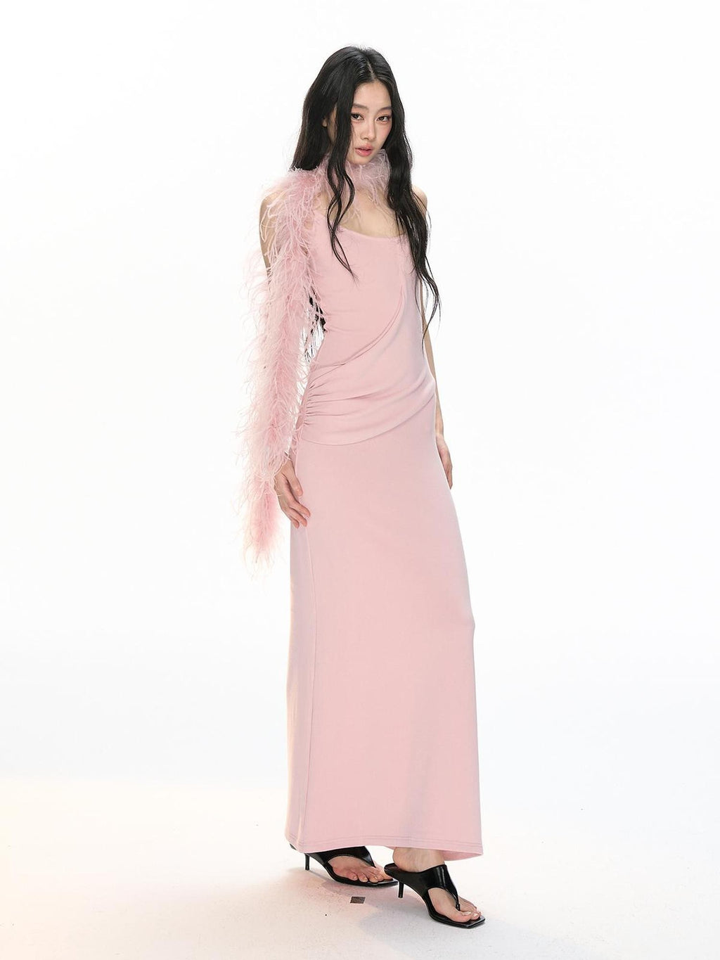 RedBling Asymmetric Spaghetti Strap Slim Fit Hip Hugging Women's Bodycon Maxi Dresses