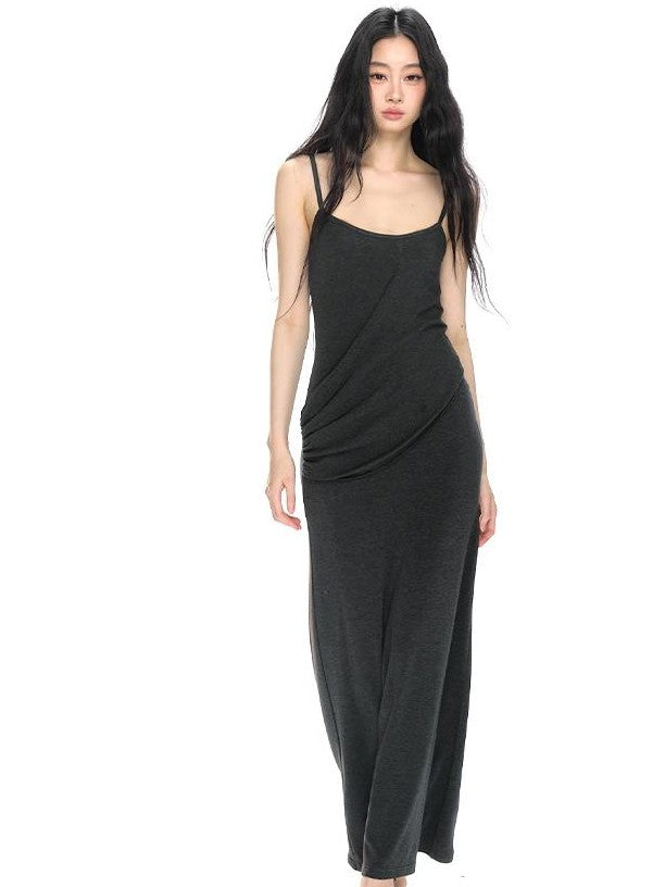 RedBling Asymmetric Spaghetti Strap Slim Fit Hip Hugging Women's Bodycon Maxi Dresses