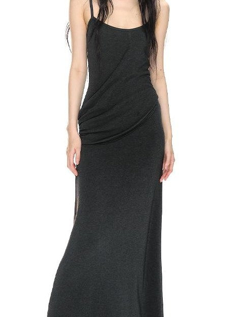 RedBling Asymmetric Spaghetti Strap Slim Fit Hip Hugging Women's Bodycon Maxi Dresses