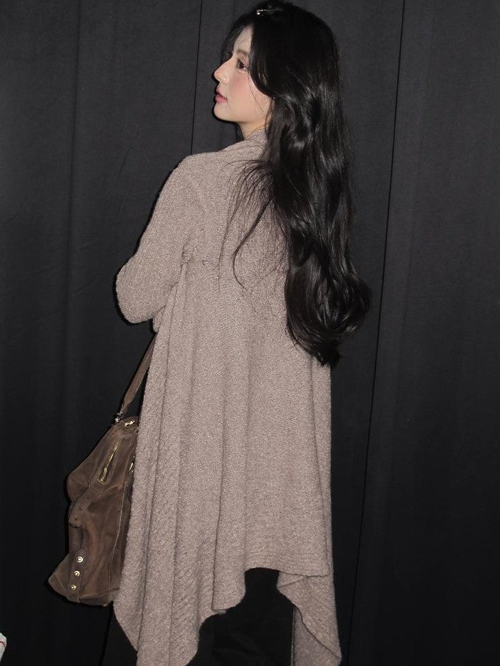 RedBling Atmospheric Asymmetric Slim Longline Solid Knit Long Sleeve Women's Cardigans