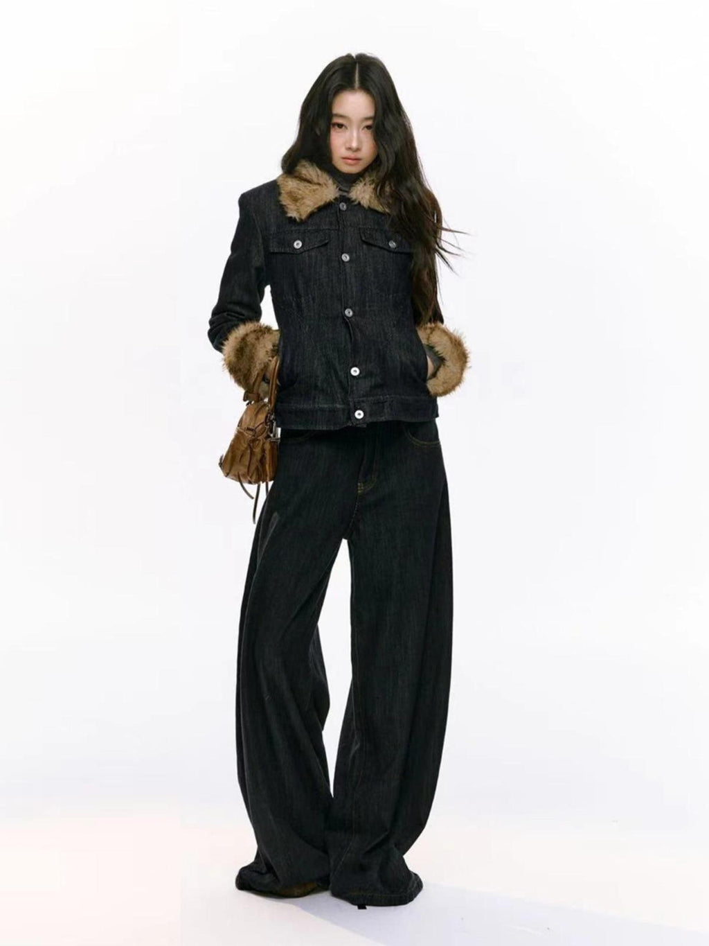RedBling Blue American Vintage Loose Casual Women's Denim Wide-leg Jeans
