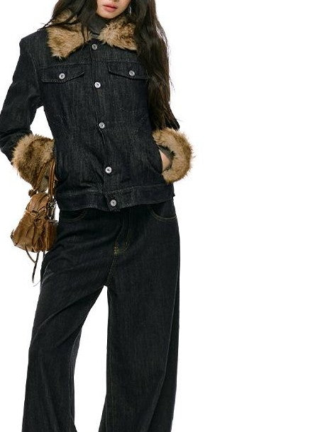 RedBling Blue American Vintage Loose Casual Women's Denim Wide-leg Jeans