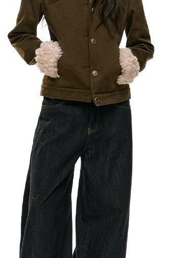 RedBling Brown Fur Collar Waist Slimming Slim Fit Women's Cotton Padded Casual Jackets