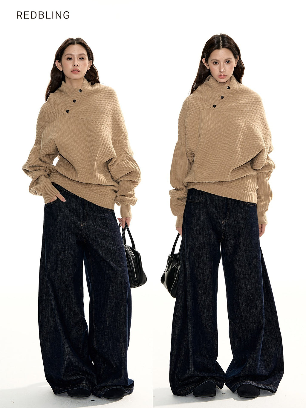 RedBling_Camel_Asymmetric_Button_Front_Thick_Women's_Acrylic_Blend_Pullover_Sweaters_995863045182_MISSTT