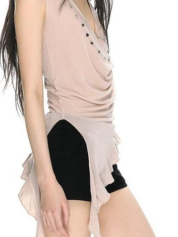 RedBling Sheer Backless Draped Original Design Women's Mesh Halter Tops