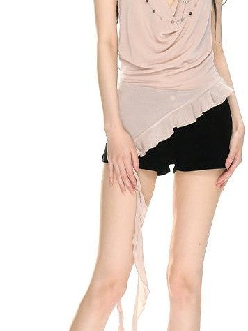 RedBling Sheer Backless Draped Original Design Women's Mesh Halter Tops