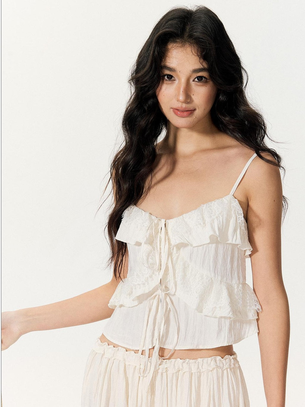 RedBling Sweet Ruffle Off Shoulder Cami High Waist Women's Casual Top & Pants Sets