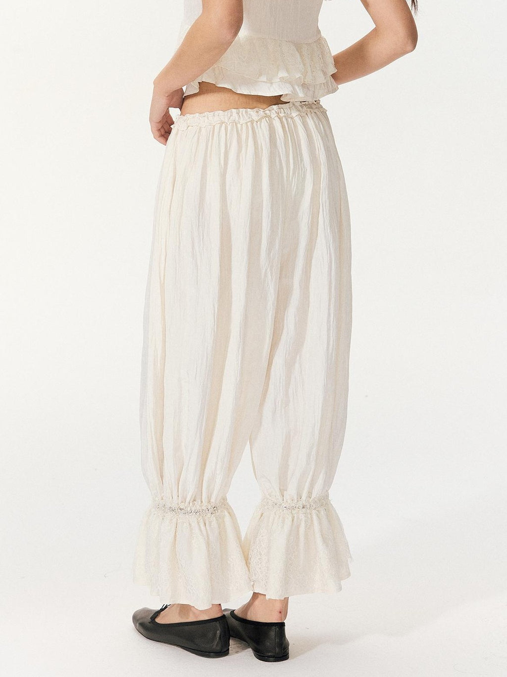 RedBling Sweet Ruffle Off Shoulder Cami High Waist Women's Casual Top & Pants Sets