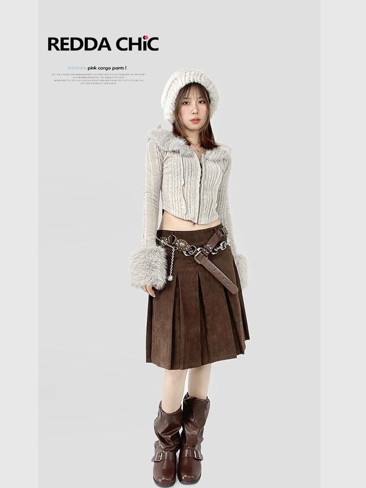 ReddaChic Adjustable Low Waist Brown Solid Street Style Aline Skirt Waist Belts