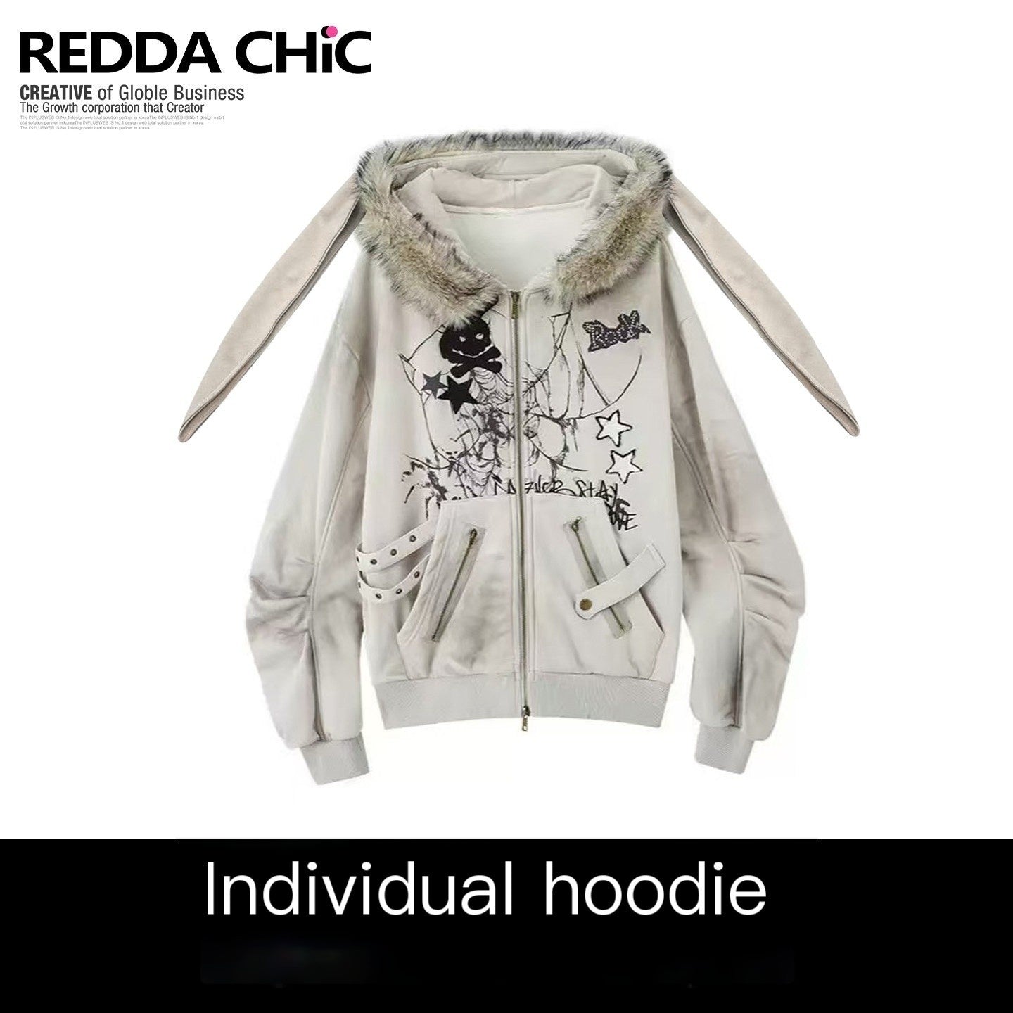ReddaChic_Apricot_Loose_Fit_Hooded_Zip_Cardigan_Cartoon_Print_Long_Sleeve_T-Shirts_MISSTT