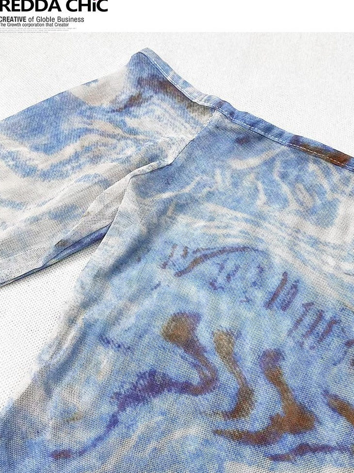 ReddaChic Blue Cross Print Slim Fit Sexy Girl Style One Size Leg Warmers