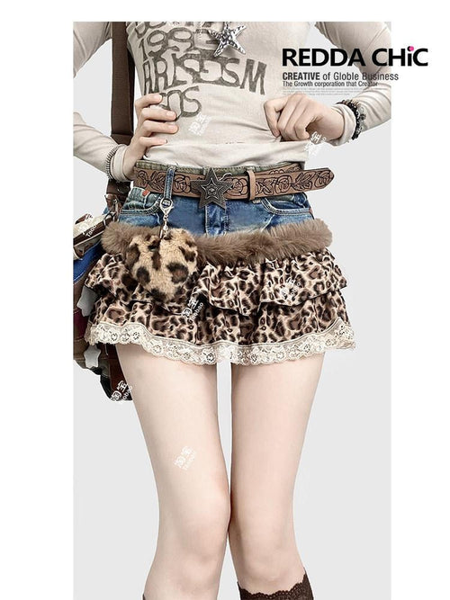 ReddaChic Blue Lace Patchwork Low Waist Street Style Tiered Cake Silhouette Midi Skirts