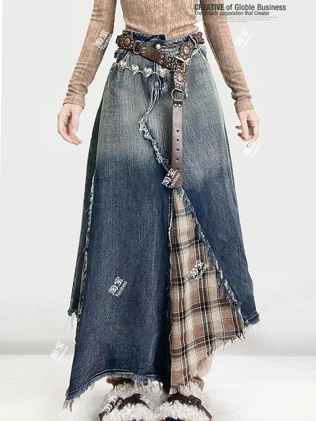 ReddaChic Blue Plaid High Waist A Line S M L Xl Strapless Mini Dresses